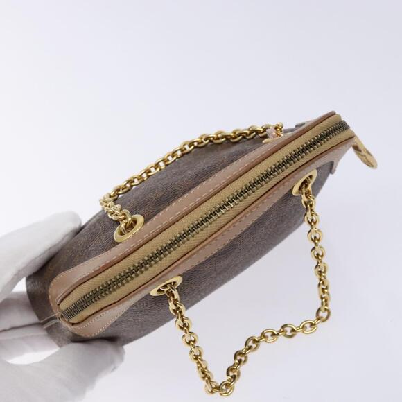 CELINE Macadam Canvas Chain Mini Hand Bag Pvc Leather Brown Gold - Picture 6 of 12